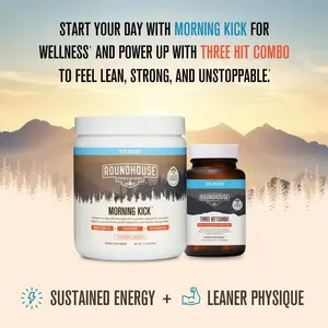 ROUNDHOUSE PROVISION Morning Kick, Zero Sugar Greens Superfood Powder Supplement with Ashwagandha, Collagen, Probiotics, Debloat Drink, 30 Servings (Strawberry Lemonade) by Chuck Norris