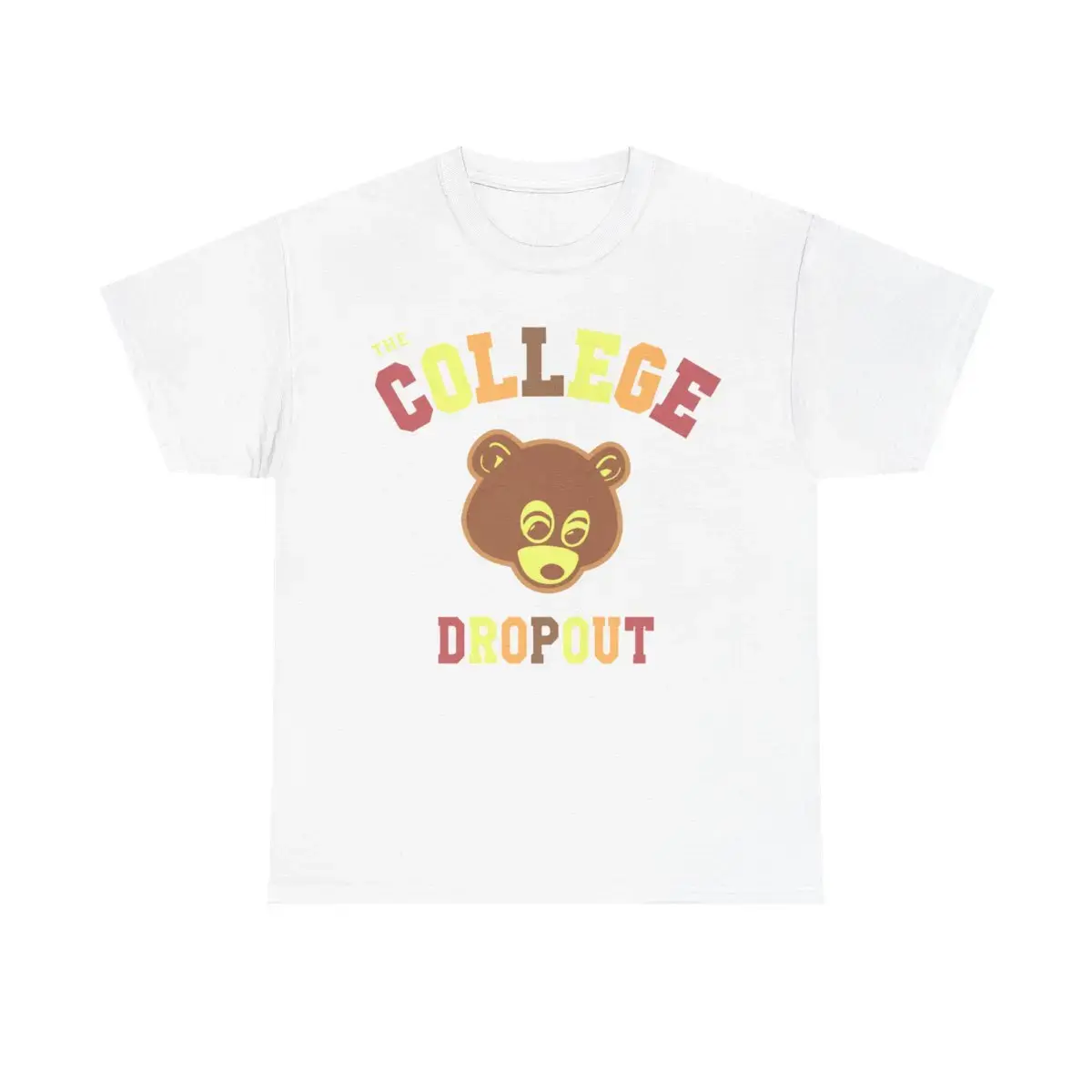 Men's "College Dropout" Inspired Unisex Classic Fashion Cotton Short-Sleeve Round Neck Retro Breathable Casual Wear Streetwear Sports Top, Soft Graphic Menswear