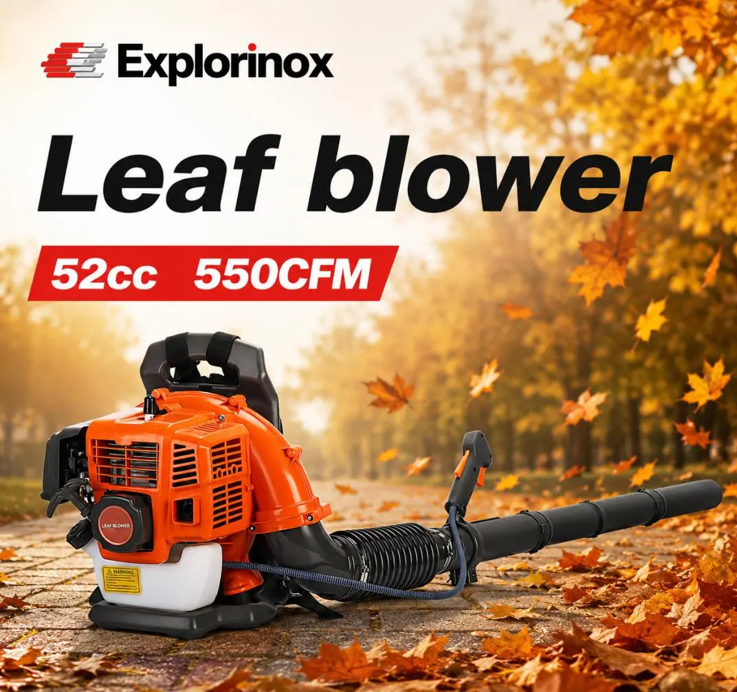 Explorinox 1 Set Leaf Blower Backpack Style 52 Cubic Centimeter Adjustable Tube Gas Powered Dust Blower Garden Supplies Tool Handle