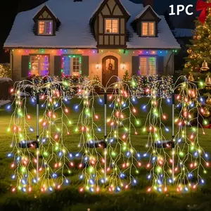 1pc Outdoor Solar Powered Garden Lights, Outdoor Landscape Lights, Patio Lighting, Silvery Copper Wire DIY Styling, 8 Lighting Modes, Solar Horn Fireworks Light Suitable for Parties, Courtyards, Paths, Outdoor Lighting, Garden Decorative Lighting