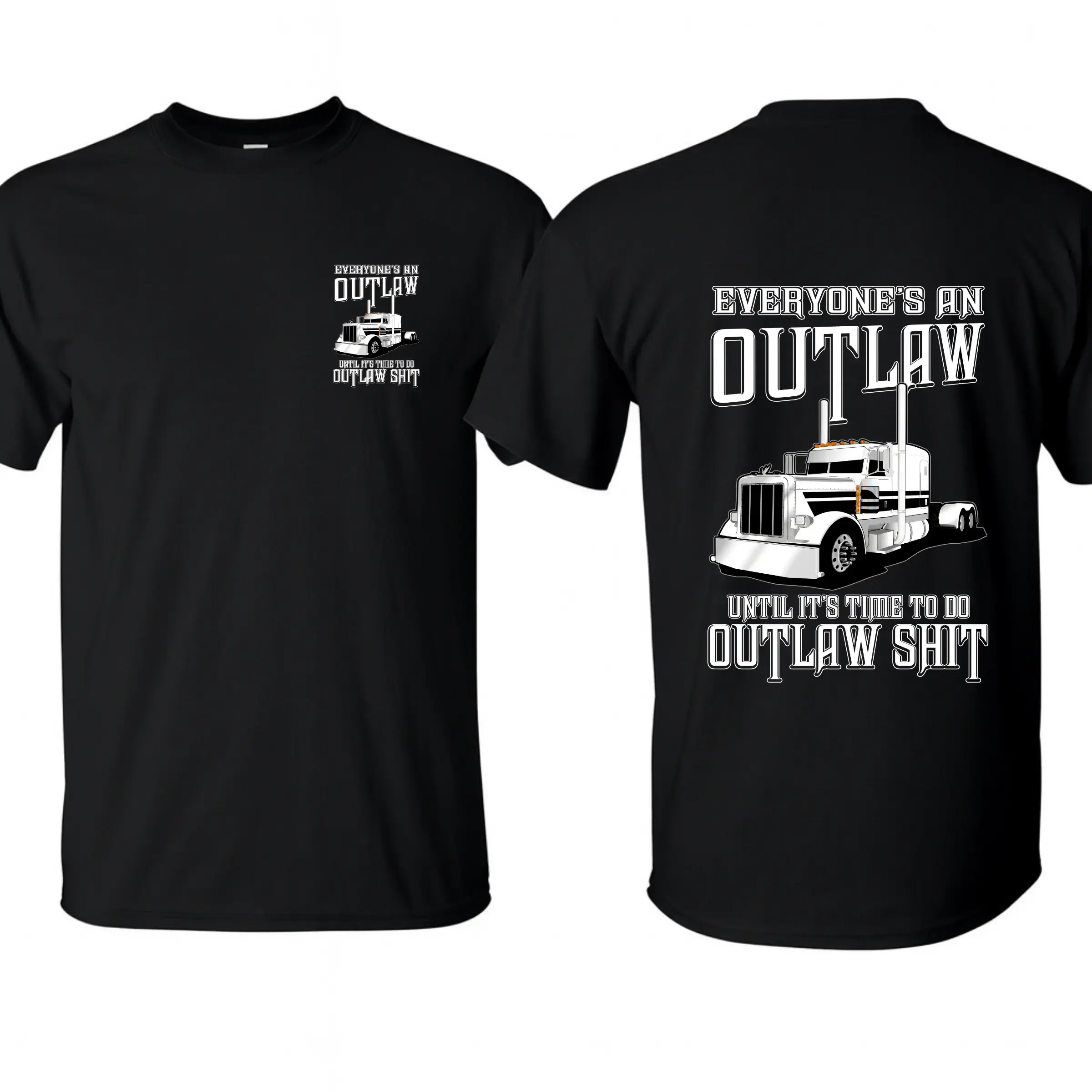 Fast 24hr Shipping Outlaw Truck Graphic T-Shirt, Retro Peterbilt Truck Design, Vintage Style Tee for Truck Lovers & Gearheads, Perfect Gift for Drivers | , Ship Out Same Day Ciel Maison