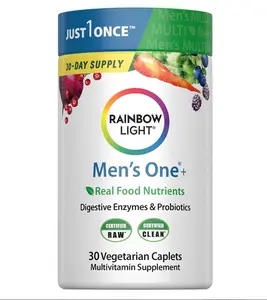 BIG SALE 2026!!! Rainbow Light Mens Multivitamin One + | 30 Caplets | Real Food Nutrients, Digestive Enzymes & Probiotics