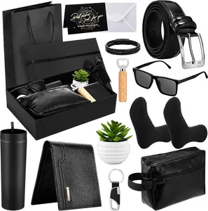 13 Pcs Birthday Gifts Baskets for Men Father Gift for Men Birthday Gift Box 16 oz Tumblers Wallet Toiletry Bag Sock Bottle Opener Belt Bracelet Glasses Keychain for Father's Day Dad Husband