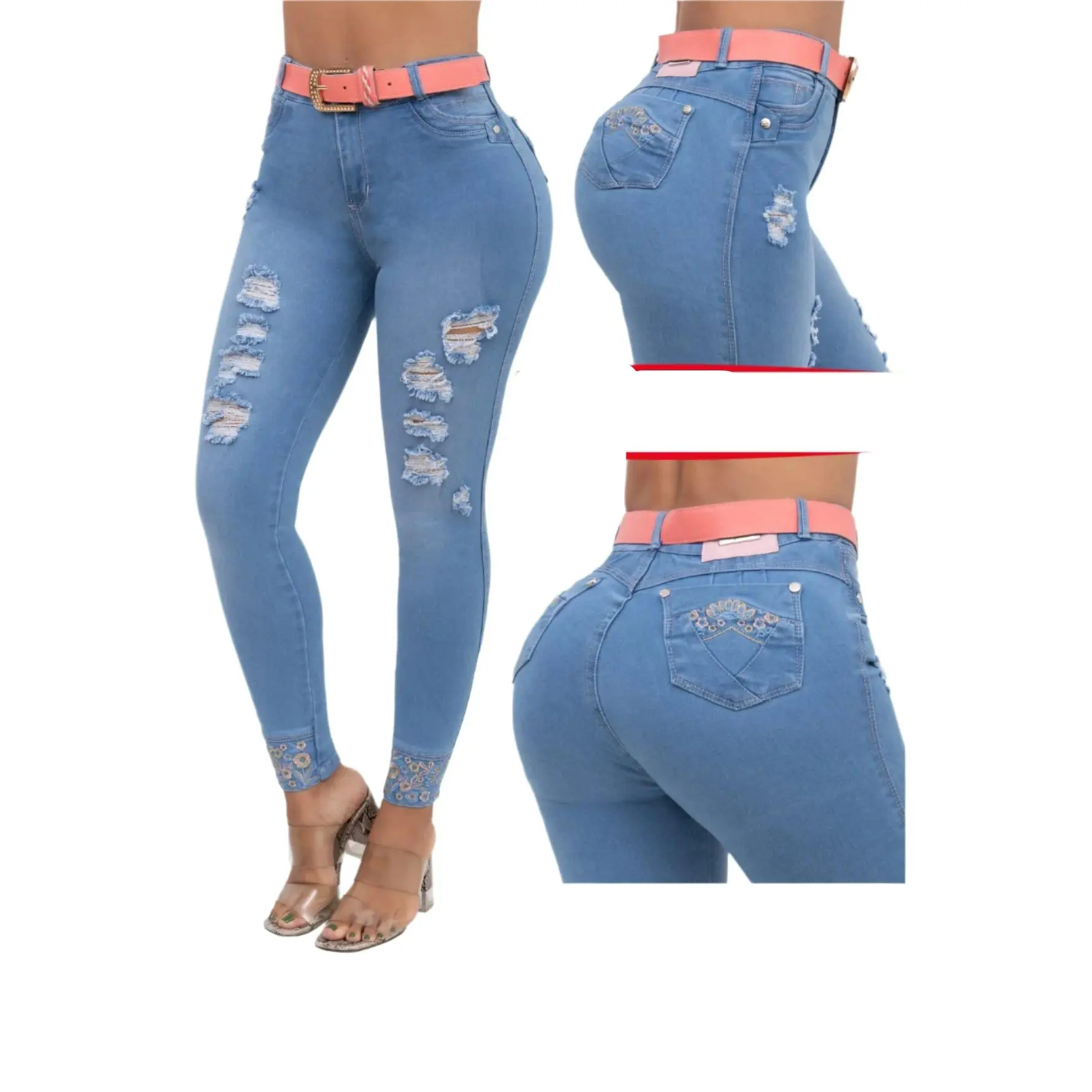 6701 Colombian High waits butt lifter Jean's Colombianos Cintura Alta Levanta Cola