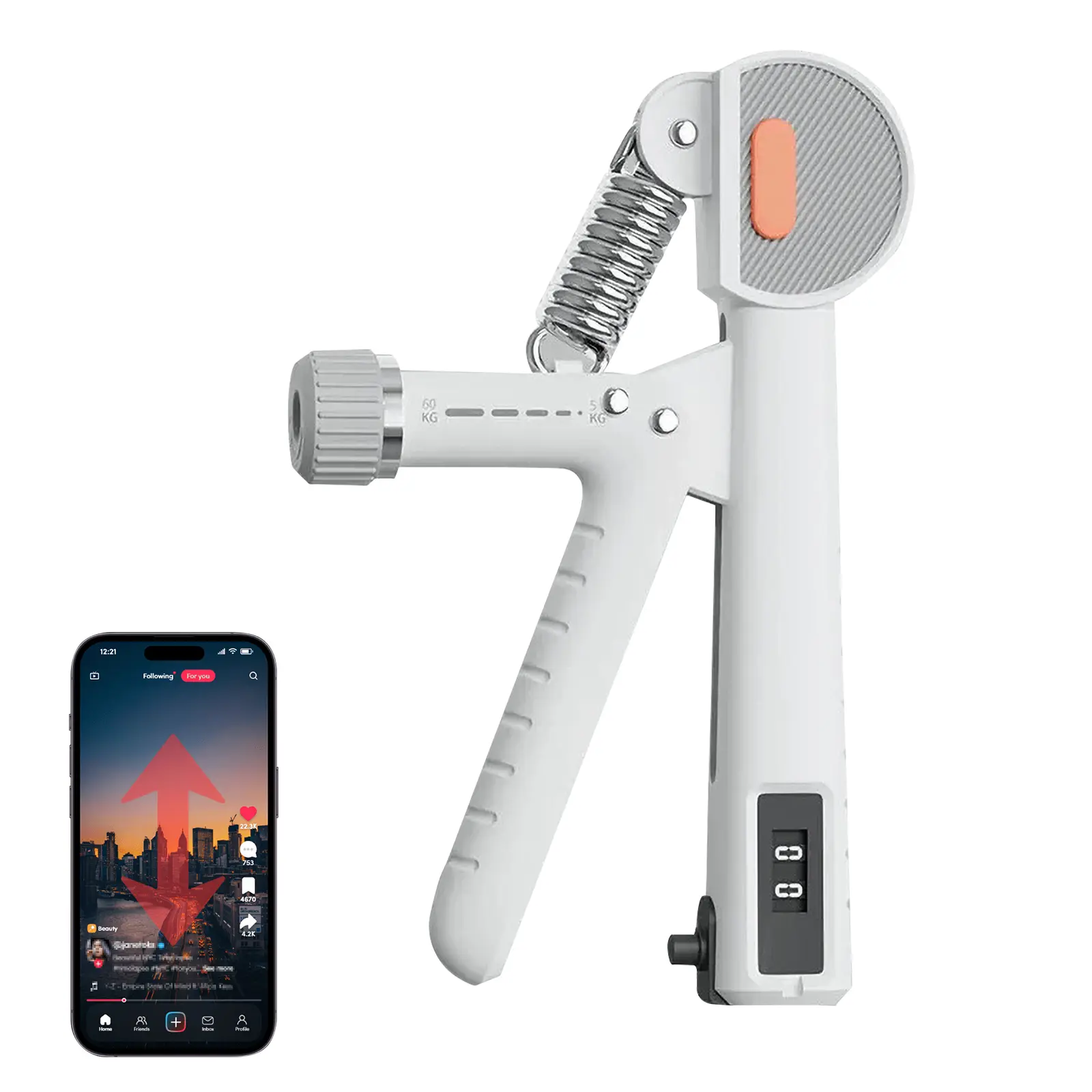 5-60kg Adjustable grip strengthener Trainer,overhand grip,gripper capable of linking mobile phone to turn pages,Forearm Strengthener, Hand Exerciser for Muscle Building and Injury Recover Digital workout game strong gym,muscle grip thing,summerwins summer