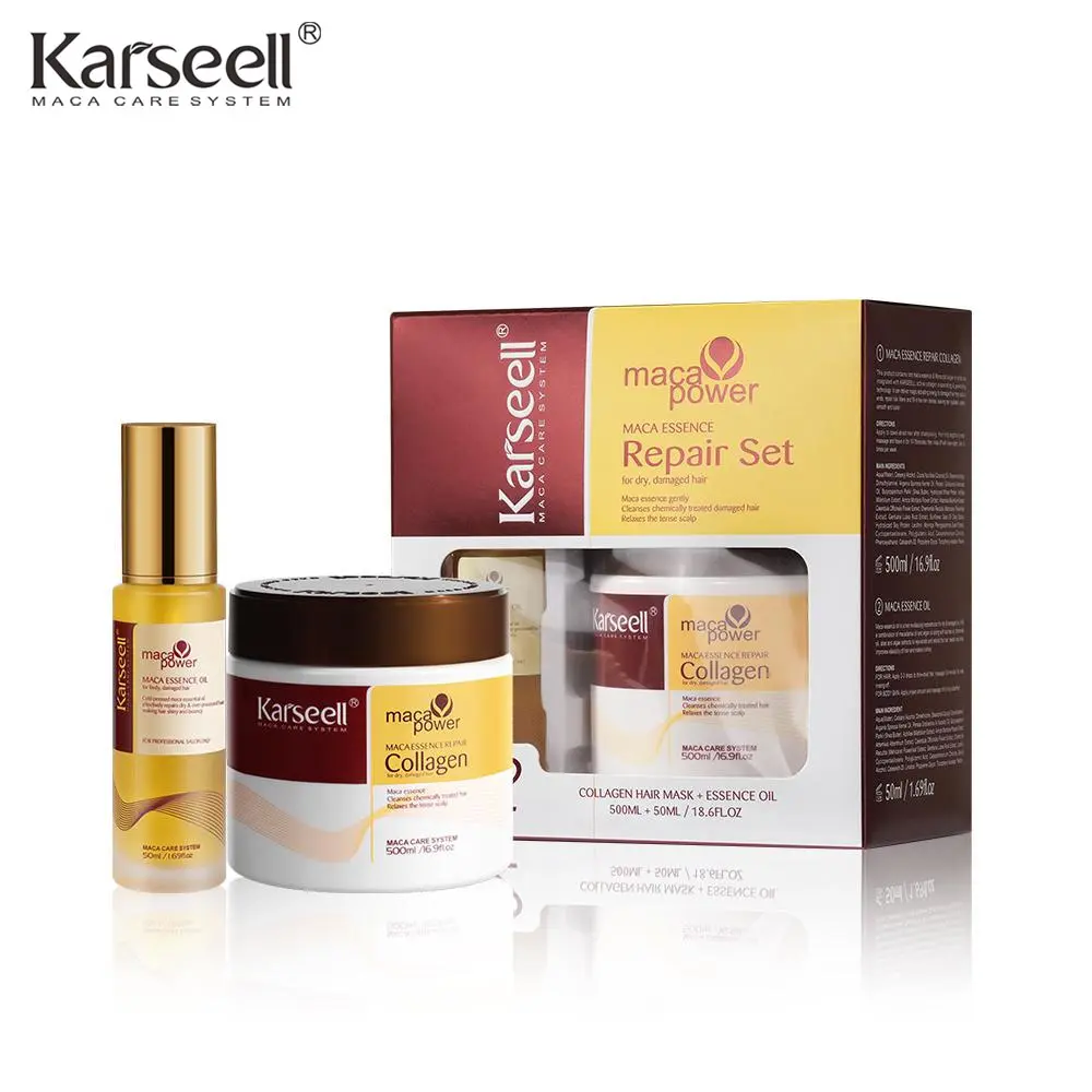 #SummerVibes Karseell Collagen Hair Care Deep Moisturizing Mask + Argan Oil Treatment Set for All Hair Types 16.9 fl oz + 1.69 fl oz Haircare Repair Smooth Conditioner Hydrate Hydrating