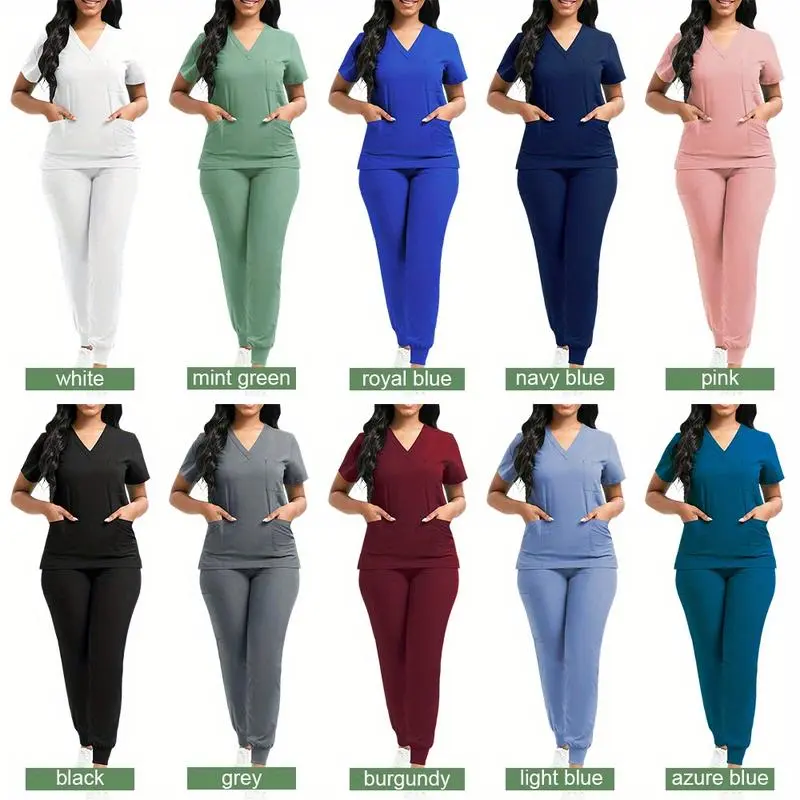 1 Piece Set Women Polyester Scrub Suit, Fitted Nurse Uniform with Patch Pocket, Beauty SPA, Nurse Work Accessories White Women Fitted Simple Women's Workwear,scrubs