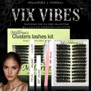 【MILLLUREZ x VIXENxx 】Beginner Friendly  Upgrade Eyelash Extension Kit  False Lashes (Cluster & Individual) with  Lash Bond & Seal for Instant Glam  WaterProof Lashes for For Girl  Eyelash Extension at Home Makeup  gift