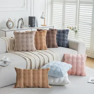 Rabbit Fur Bubble Velvet Pillow Autumn Winter Plush Solid Color Living Room Sofa Cushion Living Room Bedroom Model Room Pillowcase Home Decorative Cushion Creative Decorative Cushion Soft Cushion