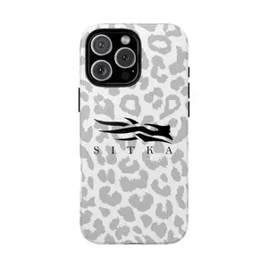 SITKA White Snow Leopard Tough Phone Case Magnetic Shockproof Heavy Duty Drop Protection Protective Cover Hard Case 2-Piece for iPhone 11 12 13 14 15 16 17 Pro Max Plus