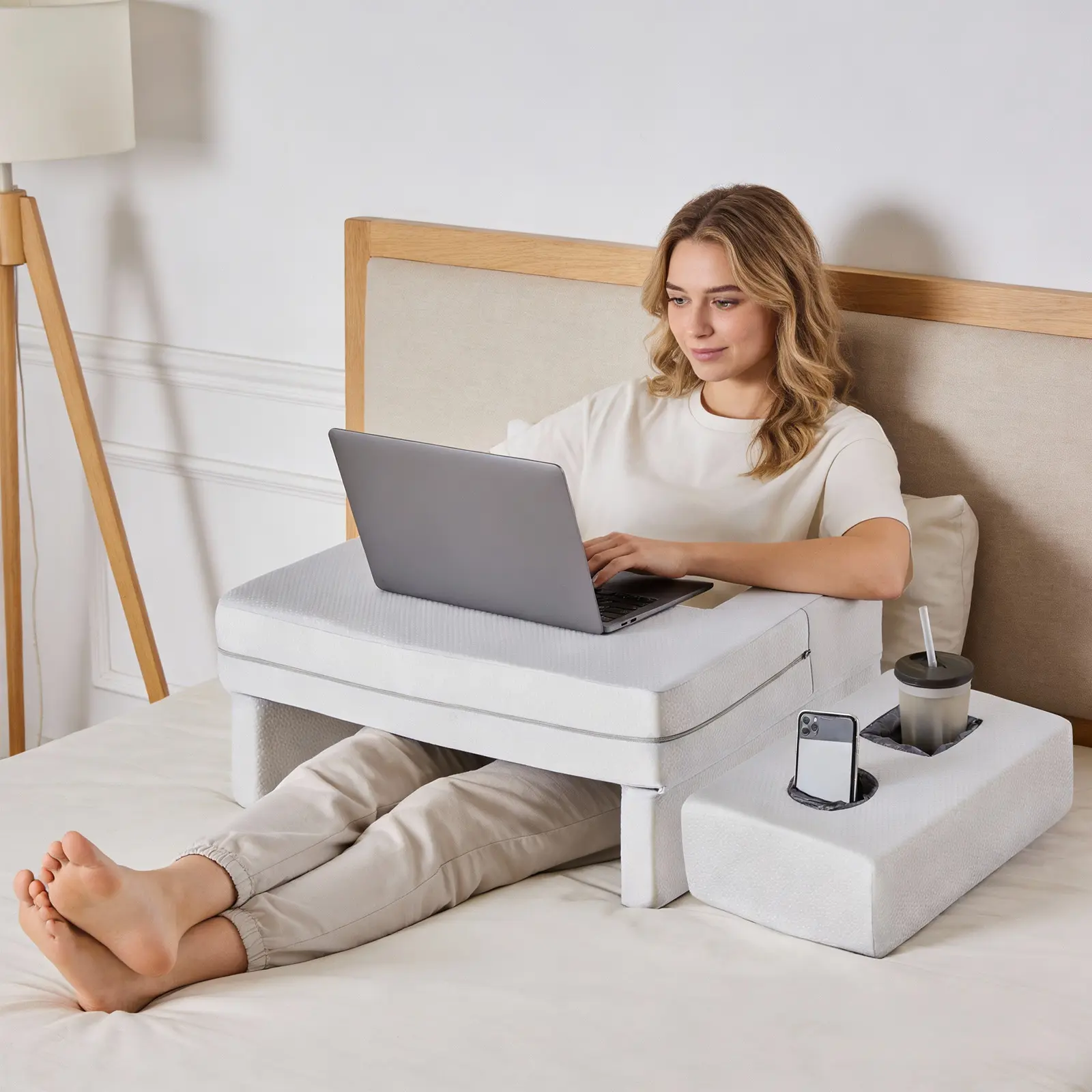 Shape Reading Pillow for reading, Armrest Gaming Pillow for Working, Lap Desk Pillow for Adult Sitting in Bed Sofa Floor
