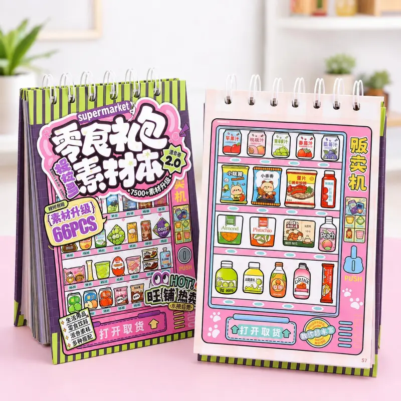 Retro Vintage peel&stick Snack Sticker Book with Tweezers, Kawaii Aesthetic Scrapbooking Stickers for Journaling, DIY Crafts, Cute Gift for Adults summerwins