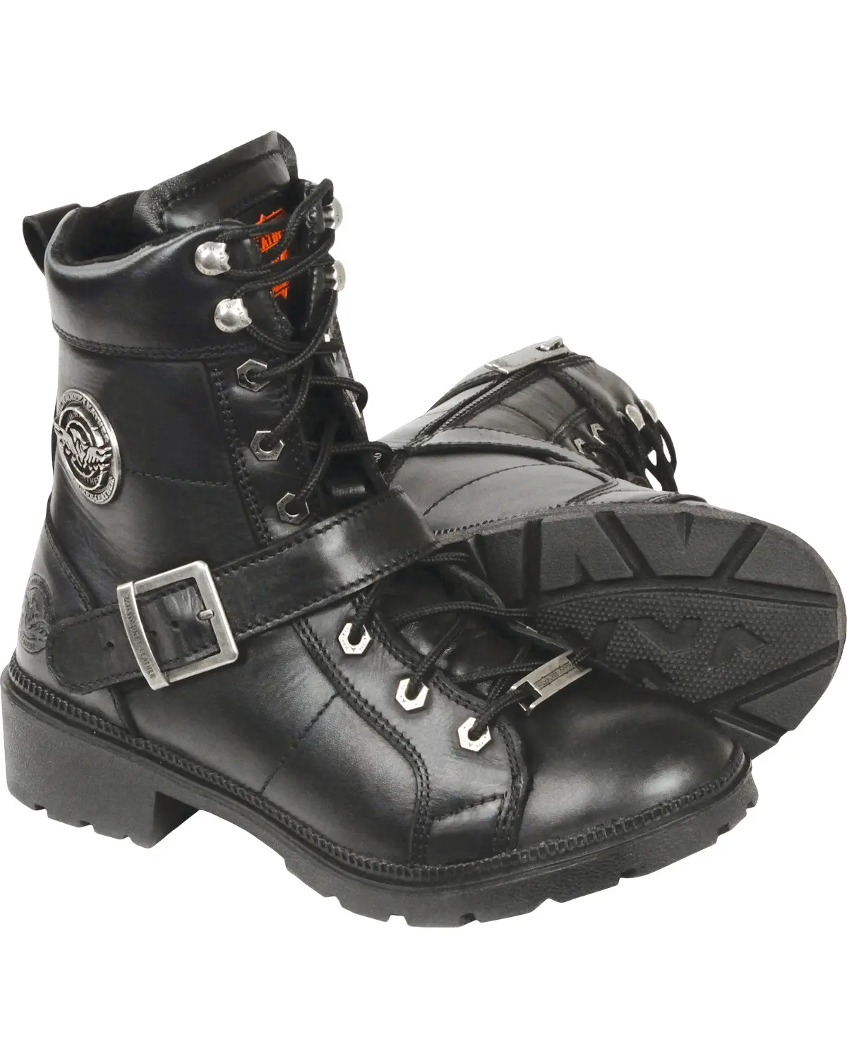Milwaukee Leather Women's Women'S Lace To Toe Side Buckle Boot Round Wide - Mbl9325w