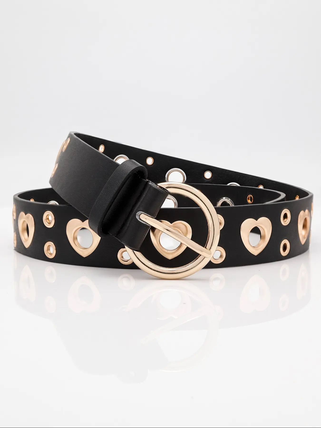 1pc female student universal European/Y2K American fashion retro golden heart-shaped studded decorative belt made of pu suitable for daily life, parties, street wear, nightclubs, punk rock, street style, paired with jeans, festival gift