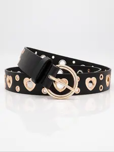 1pc female student universal European/Y2K American fashion retro golden heart-shaped studded decorative belt made of pu suitable for daily life, parties, street wear, nightclubs, punk rock, street style, paired with jeans, festival gift