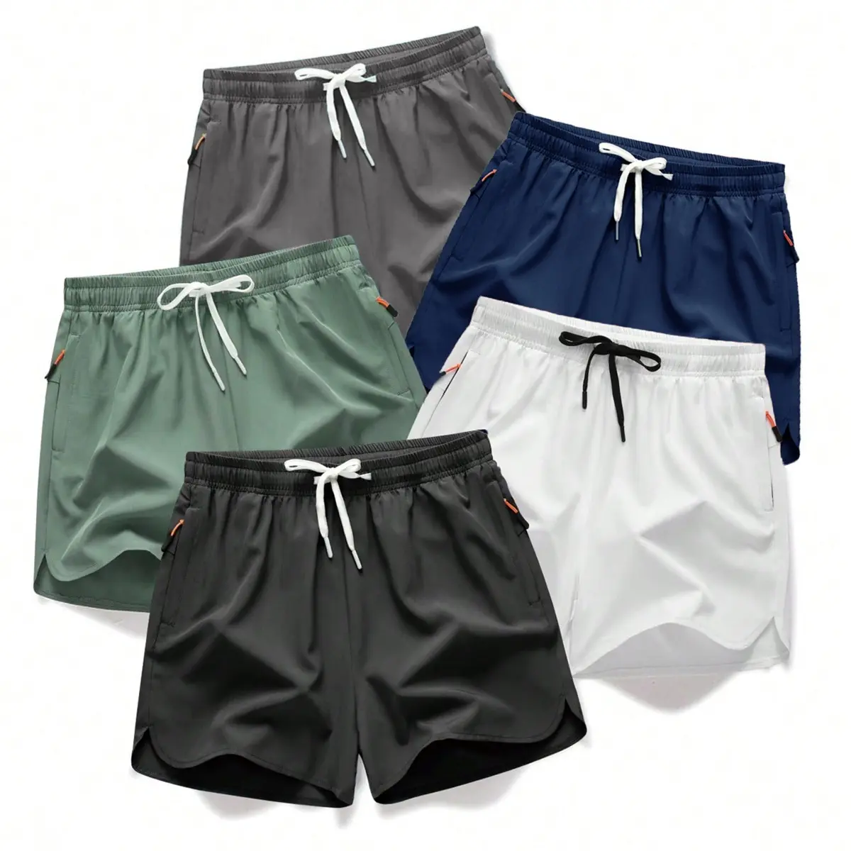 5-piece summer men's thin fabric breathable quick drying beach shorts Men's Drawstring Zipper Pocket Shorts,, Breathable Men'sBottoms for Daily Wear Shorts Pack of5   5 sense gifts for him Summer swim trunks with quick drying Plain Beige Tropical,father's