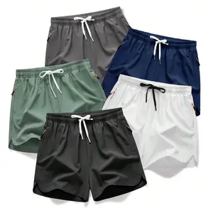 5-piece set Men's Drawstring Zipper Pocket Shorts, Casual ElasticWaist Beach Shorts for Summer, Breathable Men'sBottoms for Daily Wear Shorts Pack of 5  5 sense gifts for him Summer swim trunks with quick drying, breathable and icy feel tiktok shop deals