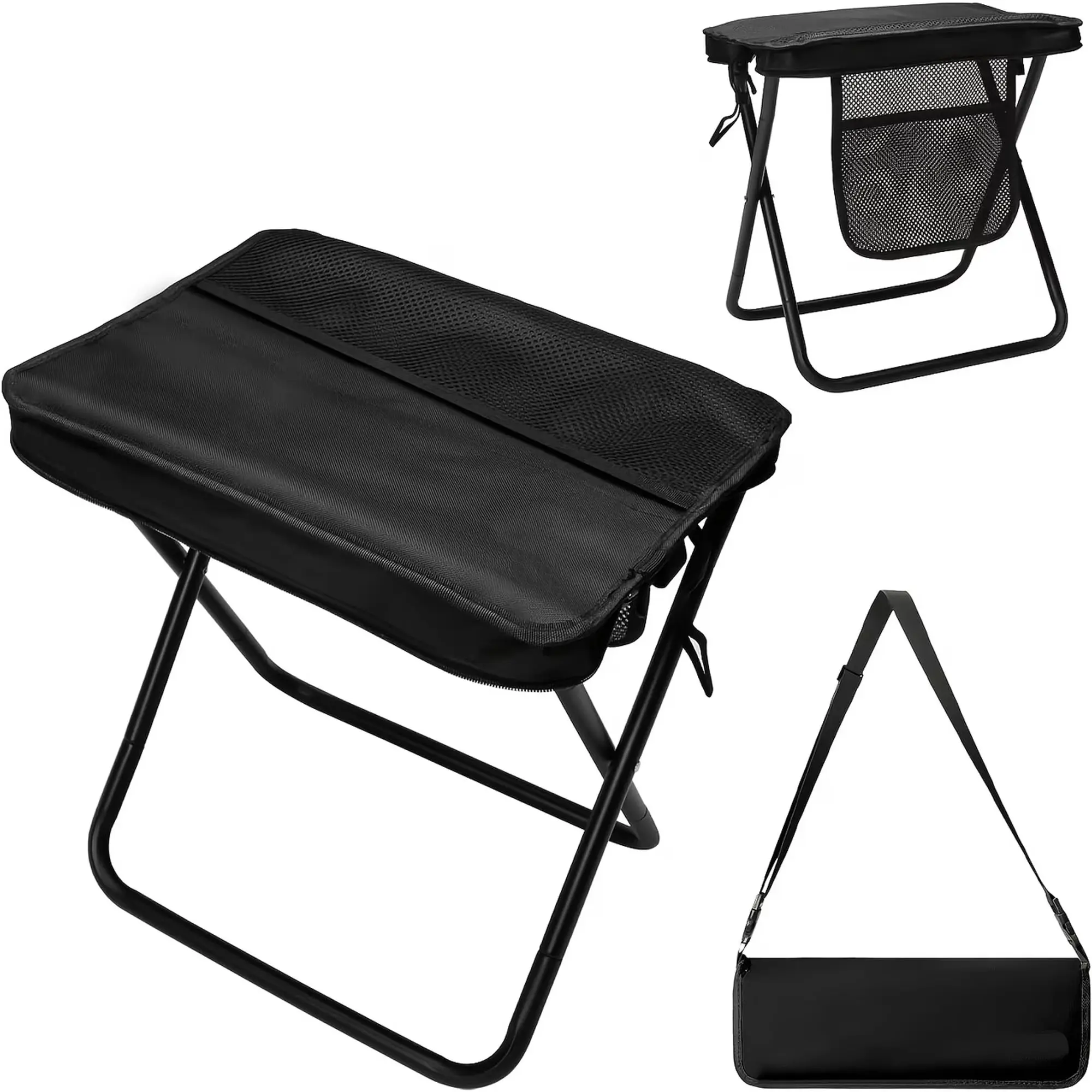 Compact Portable Chair, 9-Inch Folding Camping Stool with Steel Frame & Carry Bag, Lightweight for Outdoor Hiking, Fishing & Travel, Sports Folding Chair, Compact Portable Chairs