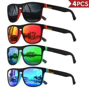 Unisex 4-Pack Classical Square Sports Eyewear - Polarized Square Sports Sunglasses, UV400 UV Protective Glasses, Lightweight PC Frame, for Driving, Fishing