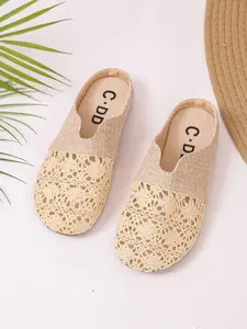 Women's Hollow Out Flat Mules, Summer Breathable Lace Up Sandals, Elegant Casual Daily Wear, Comfortable Vacation Shoes, Breathable Clogs