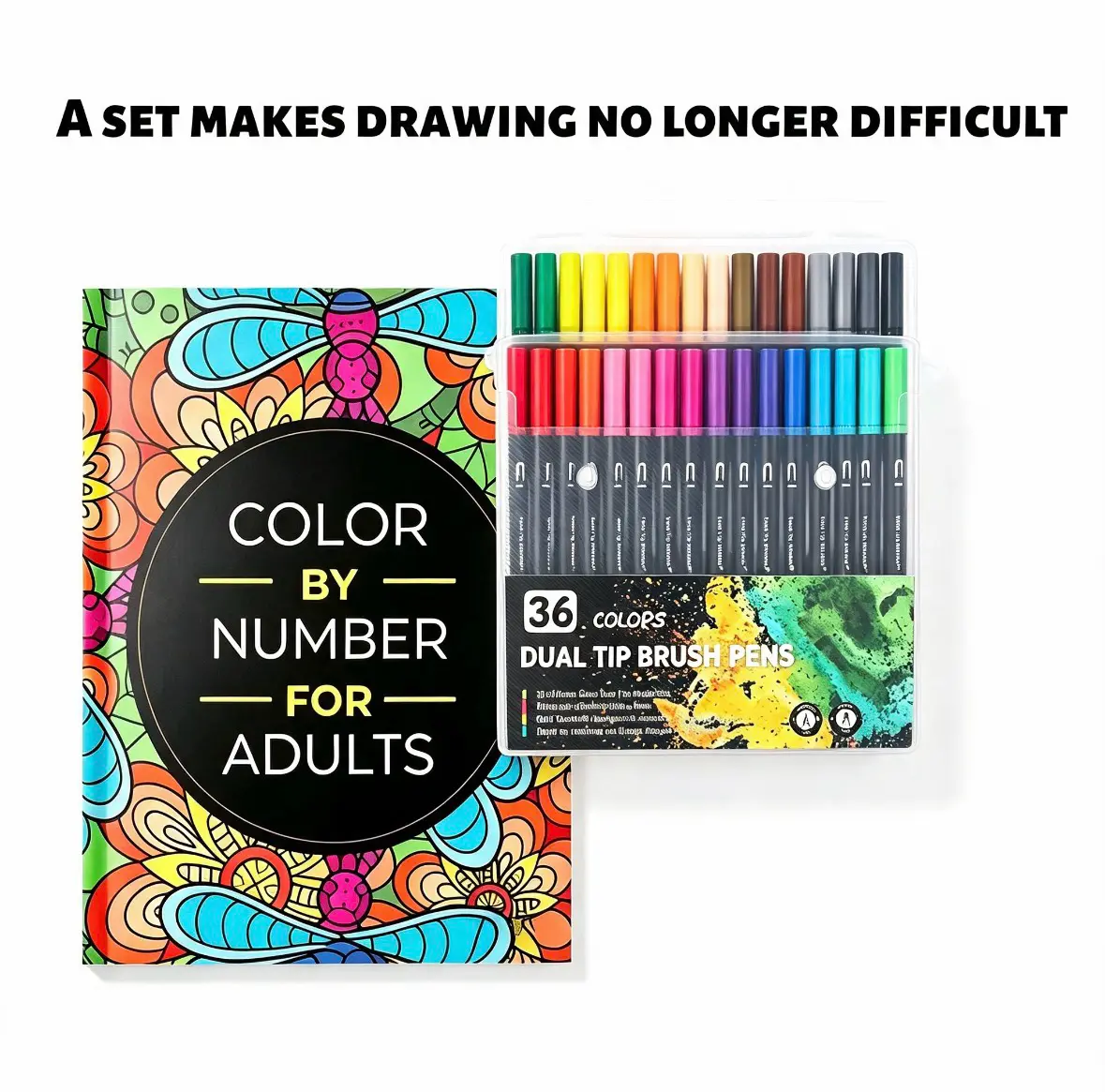 Adult Digital Coloring Craft Set - Art Coloring Kit with Vibrant Watercolor Pens and Fun Pattern Coloring Book - An Art Tool to Boost Creativity, Help Relieve Stress, and Relax