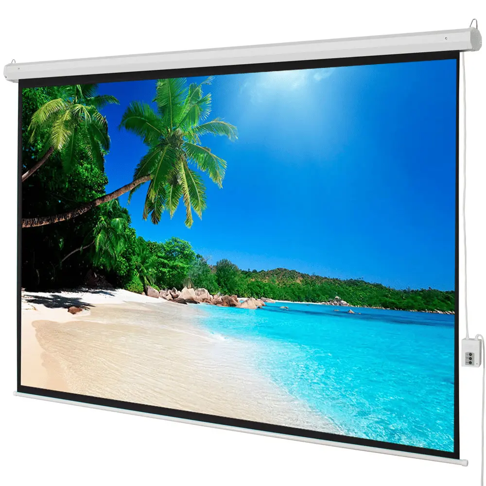 Motorized Projector Screen (as Pic) - 100" Diagonal 4:3 Aspect Ratio, 80"x60" Viewing Area, Silent Motor Automatic Shell, Steel Frame Metal Construction, Matte White Surface, Wired Remote Control, 1 Optical Tech for Home Cinema Projector Setup, Projector