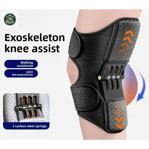 Knee Joint Exoskeleton Aid - Protective Knee Booster, 1-Size-Fits-All Supporter with Butterfly Strap, Spring Lift, Stretch Knit for Elderly Walking, Climbing Meniscus Leg Support, Knee Supporter