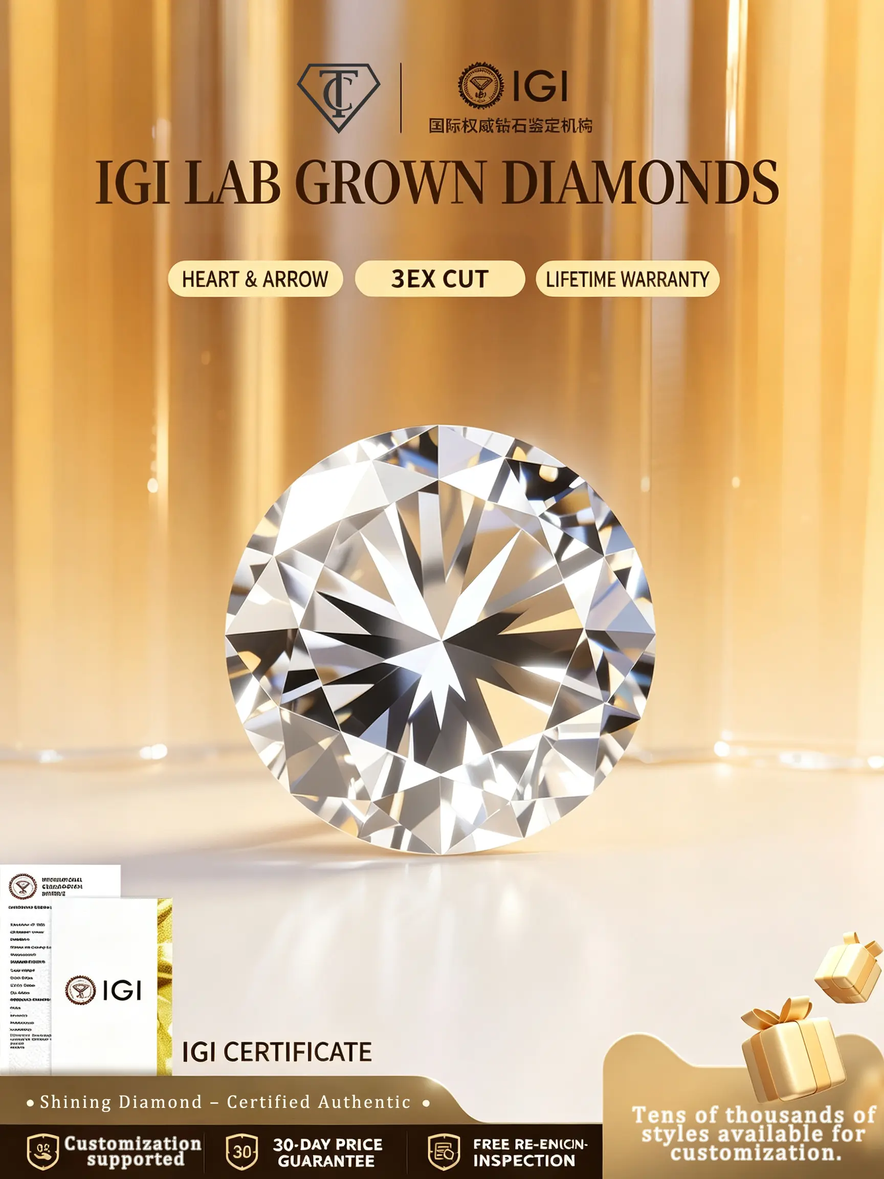 IGI-Certified Synthetic Dia Jewelry - Custom Engagement Rings, Loose Stones, Lab-Grown Diamond Rings