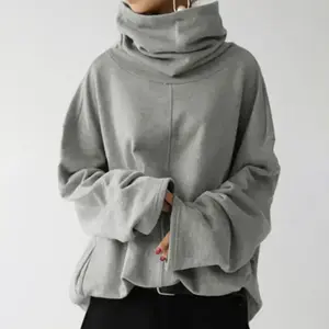 Women's Autumn/Winter New Loose Casual Long Sleeves Turtleneck Pullover Solid Color Pocket Coat Sweater Womenswear Hoodie（gift）