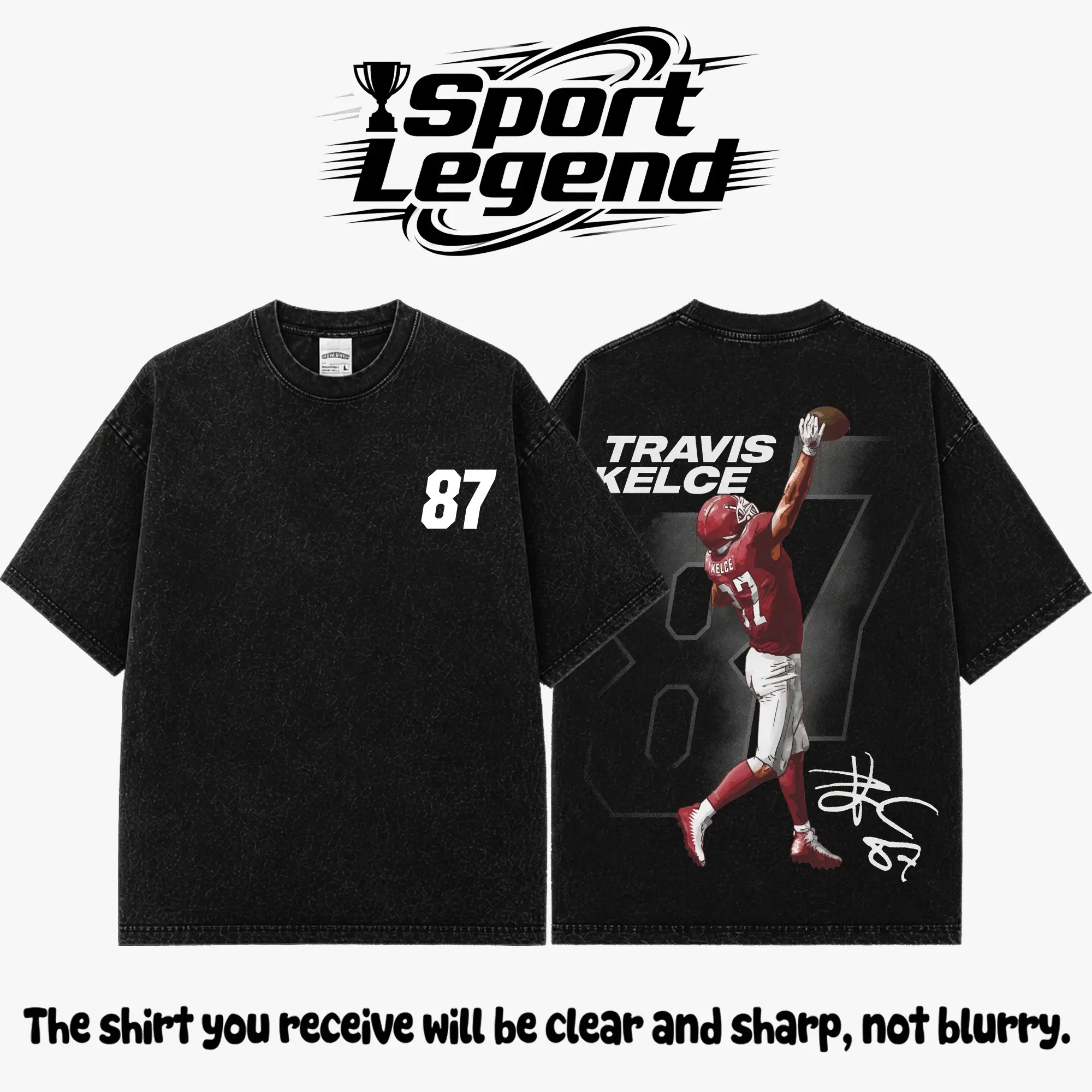 Travis K #87 Premium Acid Wash T-Shirt, Kansas City Football Fan Graphic Tee, Vintage Oversized Heavyweight Cotton Shirt, Retro Game Day Apparel, Unisex Sports Gift
