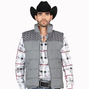 MONTERO VEST MT10005 MENS BUBBLE VEST WITH AZTEK PRINT ON TOP