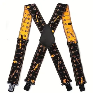 Tape Measure Suspenders, 2 Inch Wide Adjustable Work Suspenders for Tool Belts, Elastic Braces with Strong Clip for Electrician, Carpenter, Construction Worker, Construction Gear