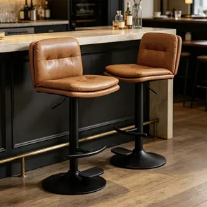 Kitchen Island  Stools Height Adjustable Upholstered Swivel Barstools,Armless Counter Height Bar Stools with Back Footrest for Kitchen Island,Home Bar