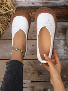 Vintage Low Top Comfortable Slip On Style Casual Women's Shoes, Soft Rubber Sole, PU Leather, All Seasons, Trendy 2026 Collection