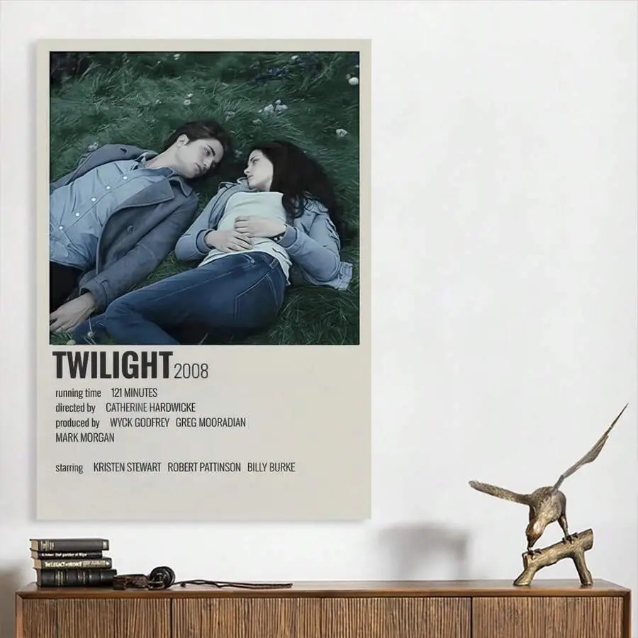 2008 Twilight Minimalist Canvas Poster Print - Edward & Bella Meadow Scene Vampire Film Artwork, Multi-Size Pine Wood Scratch-Resistant Option, Wall Decor Ideas for Bedroom, Home Decor Supplies
