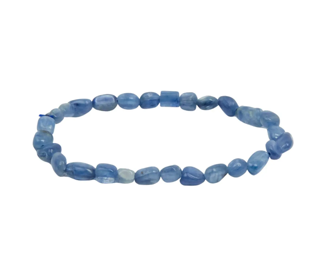 New Moon Beginnings Blue Kyanite Chip Elastic Bracelet - Blue Beads with Smooth Finish