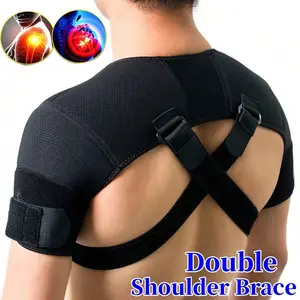 Double Shoulder Brace Support Belt Compression Sleeve Strap Wrap Torn Rotator Cuff Injury Protection Pain Relief Sports Work