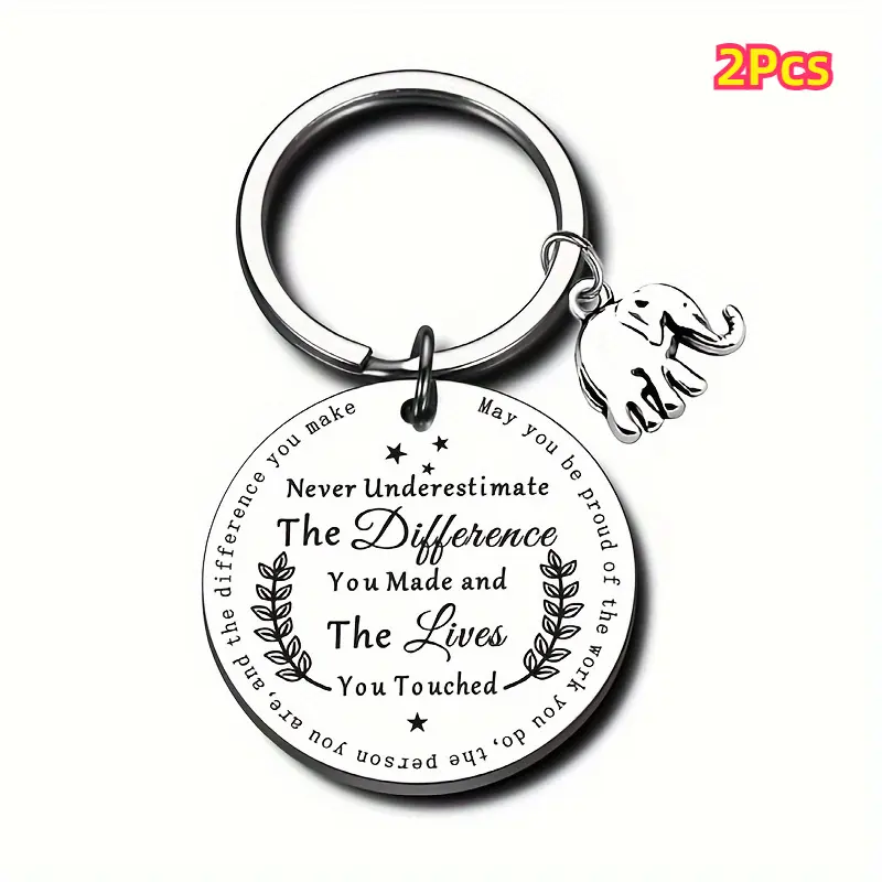 Animal Motif Elephant Keychain Set - 2-Piece Stylish Metal Key Charms with Engraved Motivational Quote, Durable Appreciation Gift for Friends, Stylish Keychain, Set Of Two