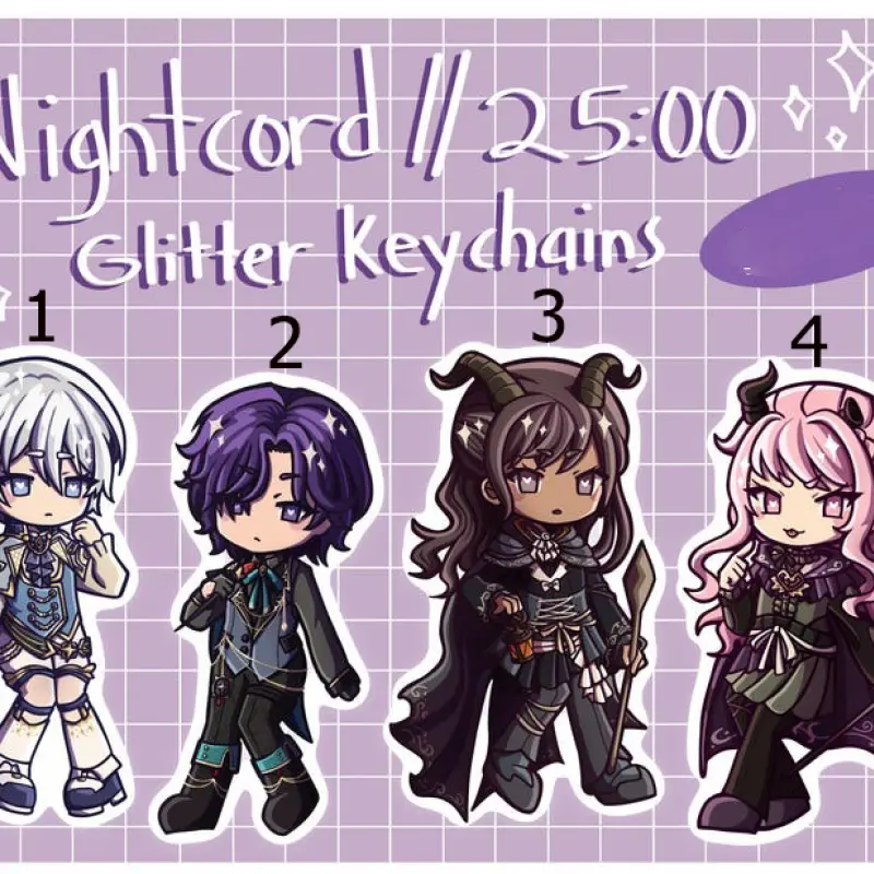 Nightcord at 25:00 acrylic glitter keychains