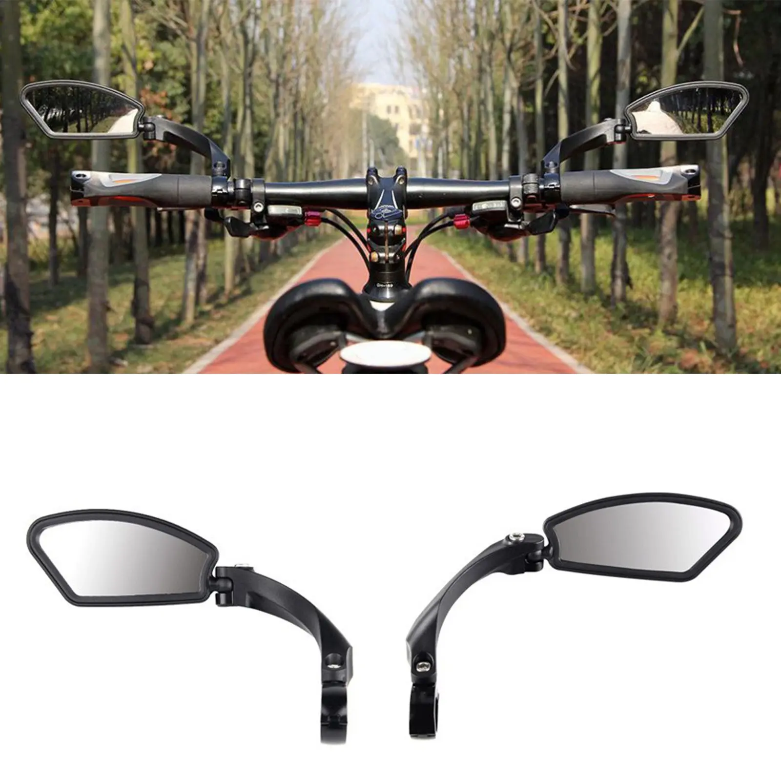 Bike Rear View Mirrors - 1 Pair Handlebar-Mounted Cycling Accessories, Adjustable, HD Wide Angle for Sports & Outdoor Use