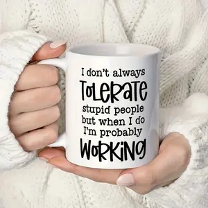 [11oz Funny Office Mug] 1pc, 11oz Funny Office Mug - Double-sided Ceramic Coffee Cup for Hot or Cold Drinks - Sarcastic Work Gift for Coworkers and Bosses