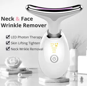 EMS Thermal Neck Lifting And Tighten Massager Electric Microcurrent Wrinkle Remover for All Skin Types with LED Photon Therapy