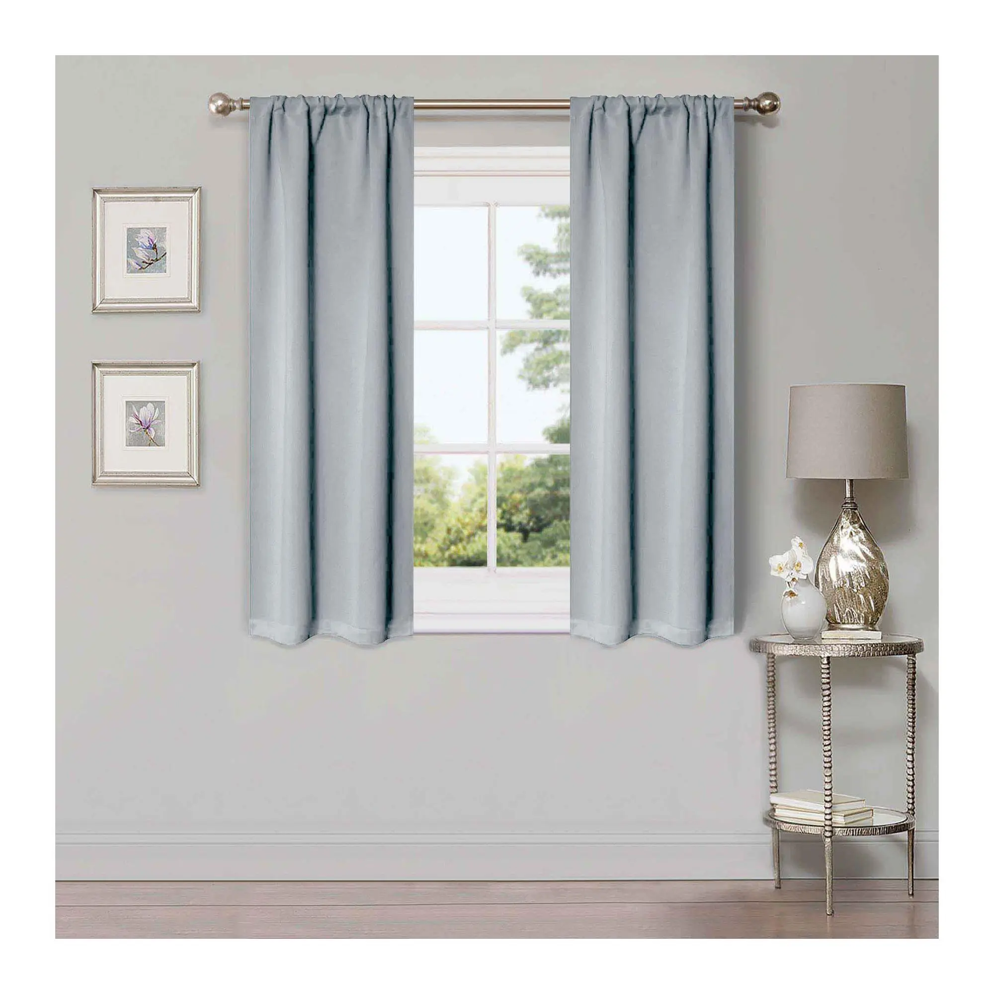 Superior Modern Solid Blackout 2-Piece Curtainet, 26X63