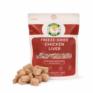 Freeze Dried Chicken Liver Dog & Cat Treats 3.5oz High Protein Peach Pet
