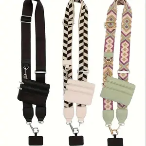 Mobile Phone Strap with Zipper Pocket, Clip and Wallet Mobile Phone Strap for iPhone 17,  Adjustable And Detachable Cross Body Phone String With Zipper Wallet Pouch, Adjustable Mobile Phone Strap