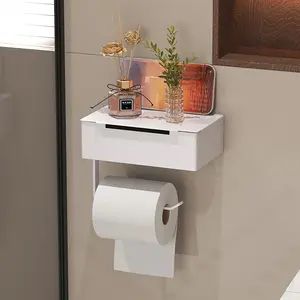 Toilet Paper Holder, Wall-Mounted No-Drill Storage Box, Bathroom Wet Wipe Dispenser, Hotel Bath Accessories, Bathroom Accessories Organizer