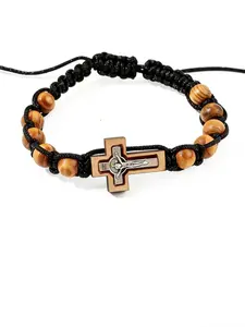 Alloy Cord Woven Chinese Knot Beaded Bracelet Adjustable Cross Hand Rope, Stylish Accessory for Everyday Wear & Special Occasions