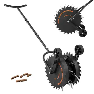 【fathersdaygift】VEVOR Rolling Lawn Core Aerator,16.6 in Coring Aerator Roller with Anti-Clog TinesHeavy Duty & Rust-ResistantYard Grass Pulling Plugs Manual Aeration Tool for Compacted Garden Soil Loosening, Cutting, Metal