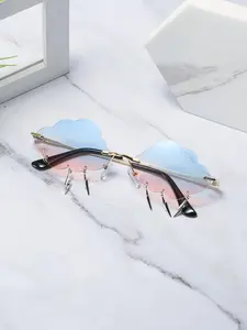 Cloud Shaped Frame Sunglasses, Vintage Irregular Sunglasses for Women & Men, Fashion Accessories for Everyday Use and Outdoor Activities, Vintage Rimless Sunglasses