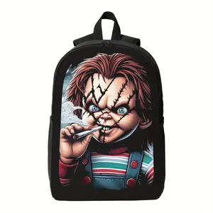 Horror Movie Vampire-like Backpack - Lightweight School Bag with Adjustable Strap, High Quality Zipper Closure - for Teens, Adults, Halloween Parties - Everyday Carry Backpack, Halloween Backpack, Party Accessory, Cartoon Pattern, Breathable Padding, Cas